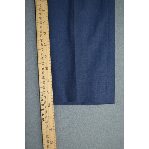 Canali Dress Pants Men 34x29 Blue Wool Slacks Straight Leg Made In Italy - Picture 3 of 8